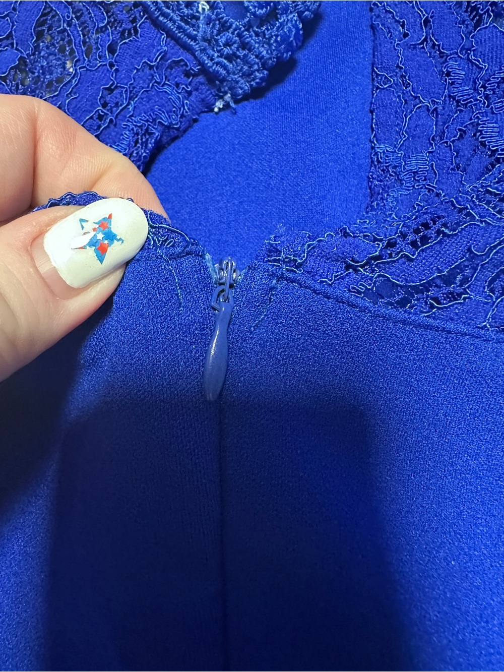Haute Monde Cobalt Blue Lace Yoke Mini Dress - Picture 11 of 12